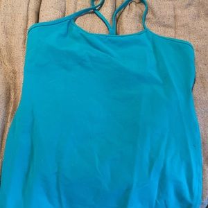 Lululemon turquoise power y bra top sz 12